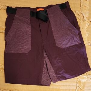St. John's Bay Men's Athletic Shorts in Dark Purple with Black Belt